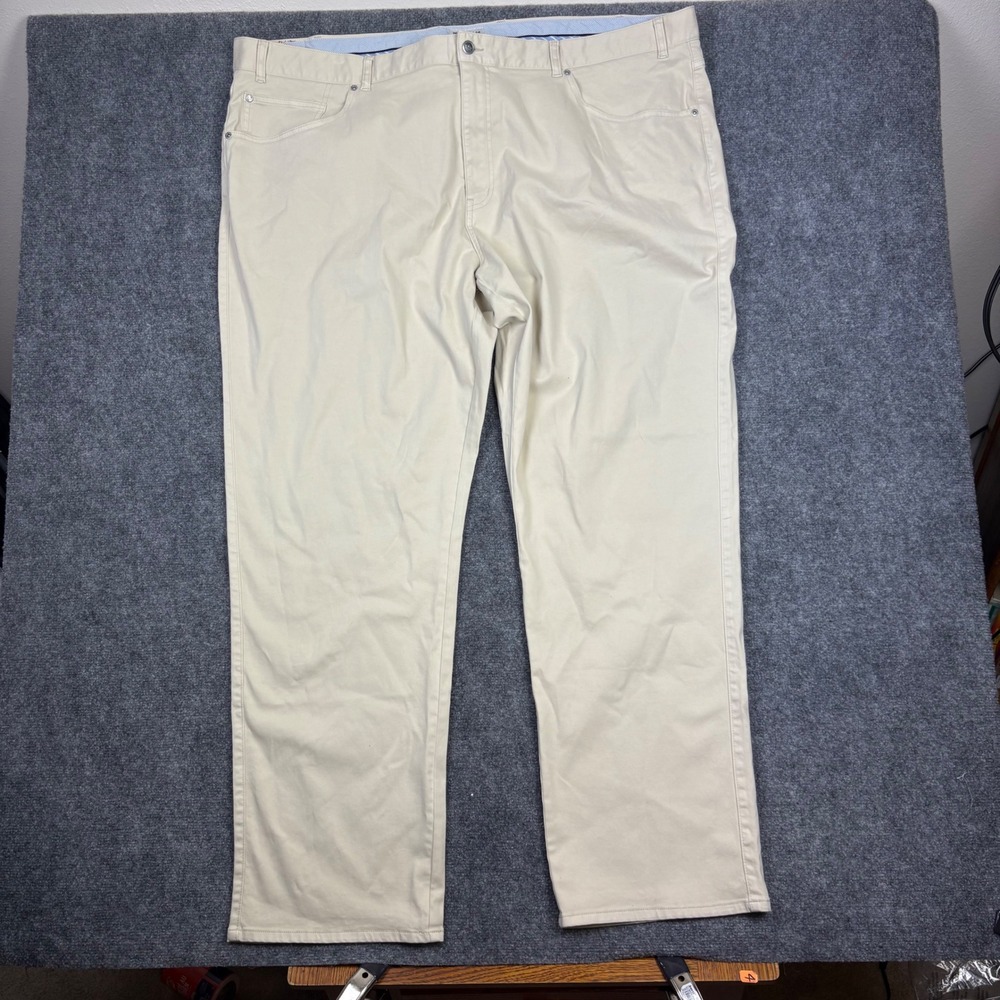 Peter Millar Pants Mens 50 Beige Sateen 5-Pocket Straight Leg Casual Trousers